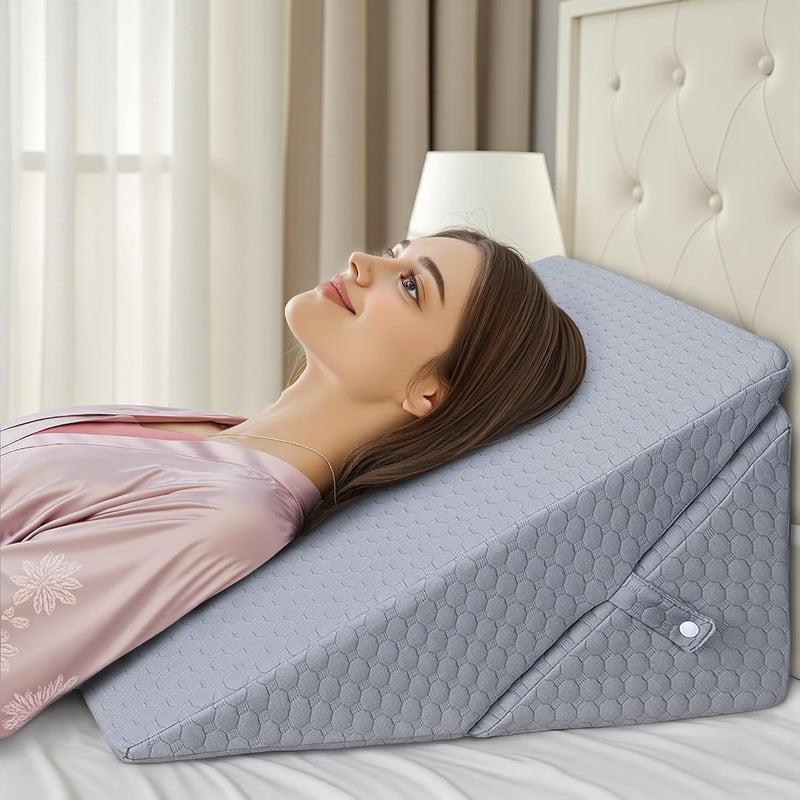 BEYOUDO Bed Wedge Pillow for Sleeping, Adjustable Wedge Pillow Set for After Surgery, Elevated Triangle Pillow for Acid Reflux and Back Pain Relief, Post Surgery, Snoring, Back Suppor (Gray-01) - Image 1
